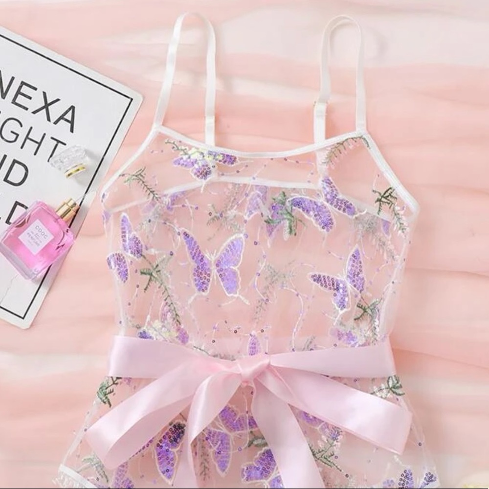 New Medium Sequin Butterfly Bodysuit Lingerie - Picture 3 of 5
